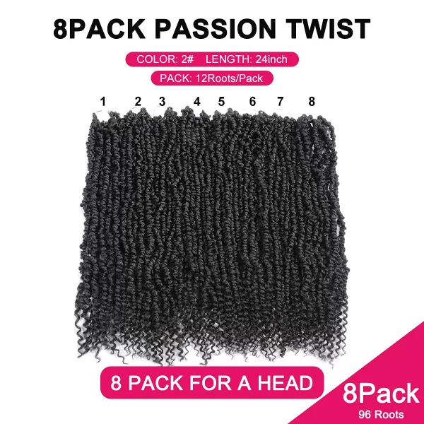 Passion Twist Hair - 8 Packs 12 Inch Passion Twist Crochet Hair For Women, Crochet Pretwisted Curly Hair Passion Twists Synthetic Braiding Hair Extensions 