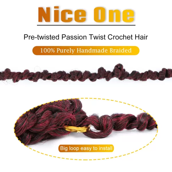 Passion Twist Hair - 8 Packs 14 Inch Pretwisted Passion Twist Crochet Hair For Women, Pre-Looped Passion Twists Braiding Synthetic Hair Extensions , T350)