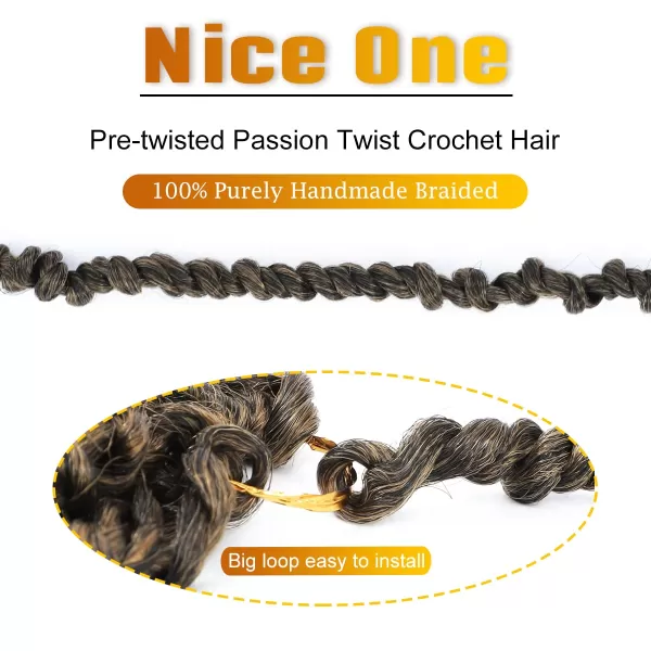 Passion Twist Hair - 8 Packs 14 Inch Pretwisted Passion Twist Crochet Hair For Women, Pre-Looped Passion Twists Braiding Synthetic Hair Extensions , T350)
