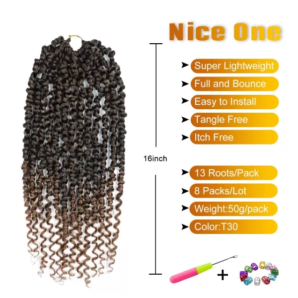 Passion Twist Hair - 8 Packs 14 Inch Pretwisted Passion Twist Crochet Hair For Women, Pre-Looped Passion Twists Braiding Synthetic Hair Extensions , T350)