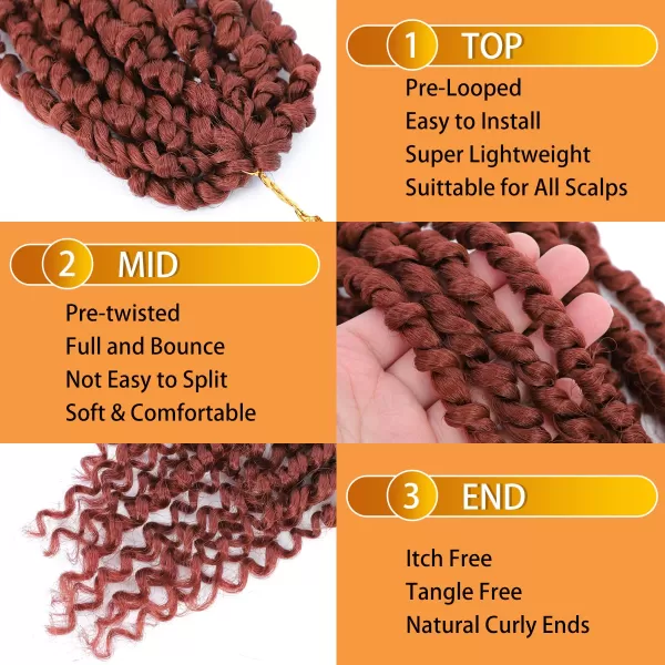 Passion Twist Hair - 8 Packs 14 Inch Pretwisted Passion Twist Crochet Hair For Women, Pre-Looped Passion Twists Braiding Synthetic Hair Extensions , T350)