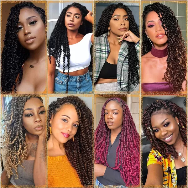 Passion Twist Hair - 8 Packs 14 Inch Pretwisted Passion Twist Crochet Hair For Women, Pre-Looped Passion Twists Braiding Synthetic Hair Extensions , T350)
