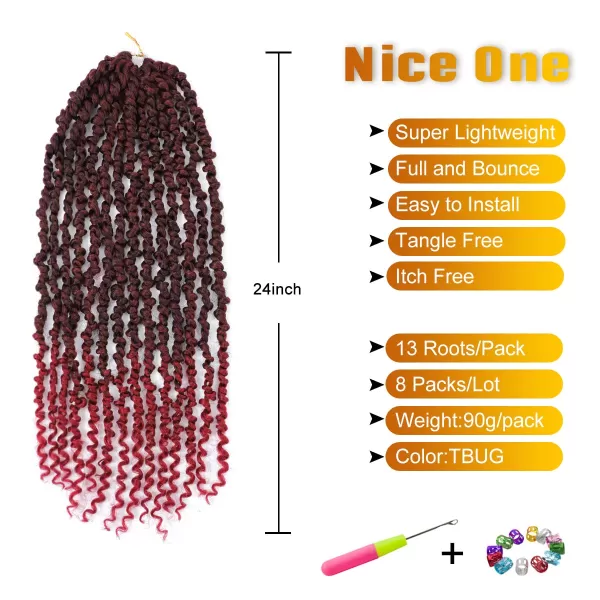 Passion Twist Hair - 8 Packs 14 Inch Pretwisted Passion Twist Crochet Hair For Women, Pre-Looped Passion Twists Braiding Synthetic Hair Extensions , T350)
