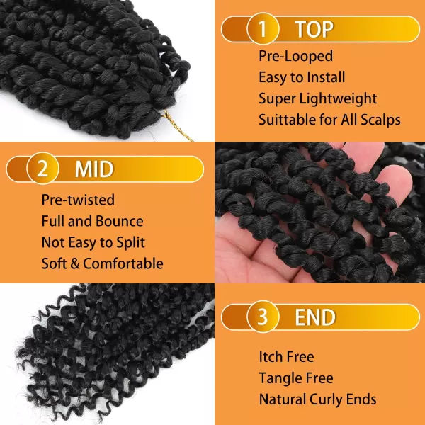 Passion Twist Hair - 8 Packs 14 Inch Pretwisted Passion Twist Crochet Hair For Women, Pre-Looped Passion Twists Braiding Synthetic Hair Extensions , T350)