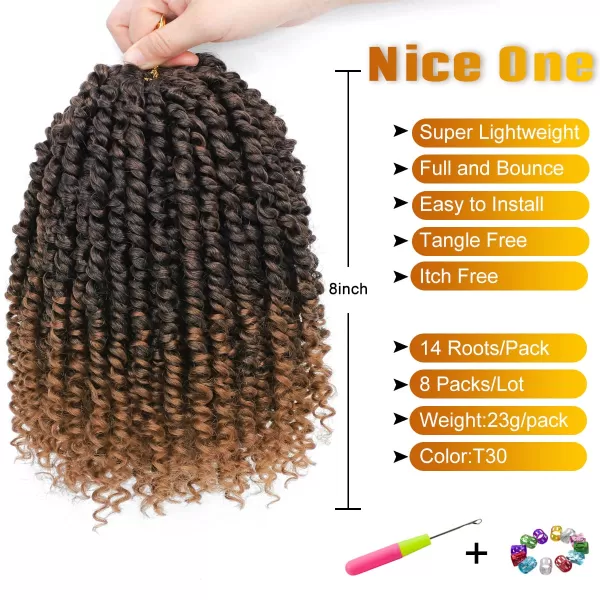 Passion Twist Hair - 8 Packs 14 Inch Pretwisted Passion Twist Crochet Hair For Women, Pre-Looped Passion Twists Braiding Synthetic Hair Extensions , T350)