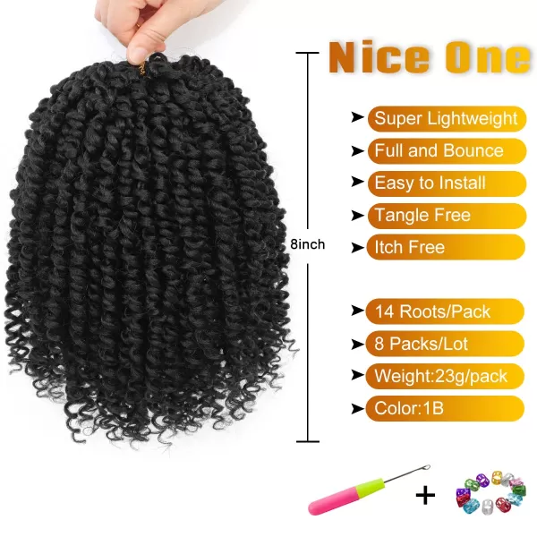 Passion Twist Hair - 8 Packs 14 Inch Pretwisted Passion Twist Crochet Hair For Women, Pre-Looped Passion Twists Braiding Synthetic Hair Extensions , T350)