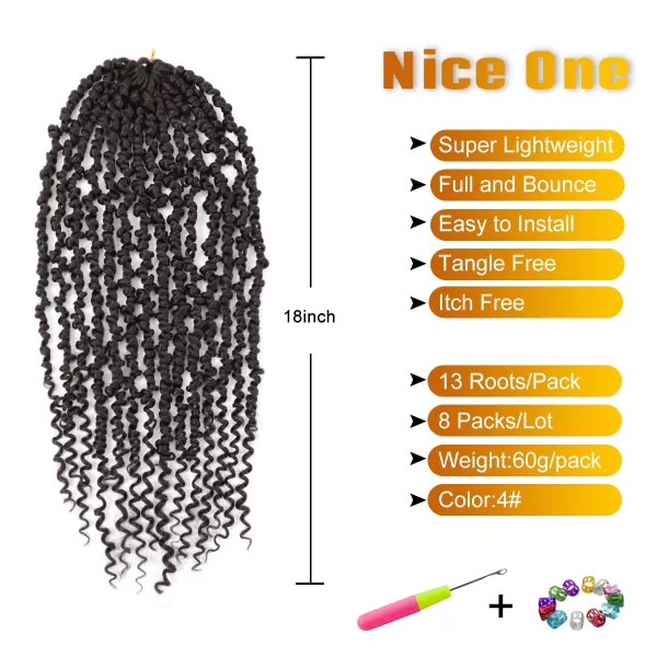 Passion Twist Hair - 8 Packs 14 Inch Pretwisted Passion Twist Crochet Hair For Women, Pre-Looped Passion Twists Braiding Synthetic Hair Extensions , T350)