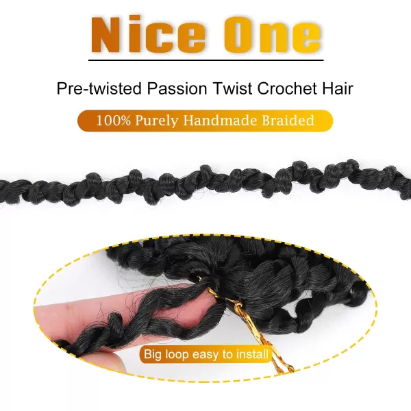 Passion Twist Hair - 8 Packs 14 Inch Pretwisted Passion Twist Crochet Hair For Women, Pre-Looped Passion Twists Braiding Synthetic Hair Extensions , T350)