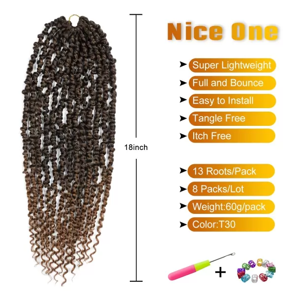 Passion Twist Hair - 8 Packs 14 Inch Pretwisted Passion Twist Crochet Hair For Women, Pre-Looped Passion Twists Braiding Synthetic Hair Extensions , T350)