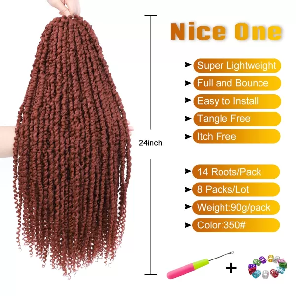 Passion Twist Hair - 8 Packs 14 Inch Pretwisted Passion Twist Crochet Hair For Women, Pre-Looped Passion Twists Braiding Synthetic Hair Extensions , T350)