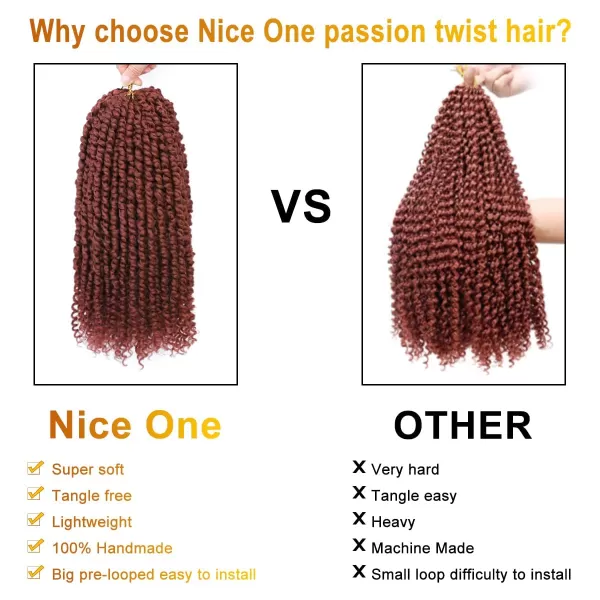 Passion Twist Hair - 8 Packs 14 Inch Pretwisted Passion Twist Crochet Hair For Women, Pre-Looped Passion Twists Braiding Synthetic Hair Extensions , T350)