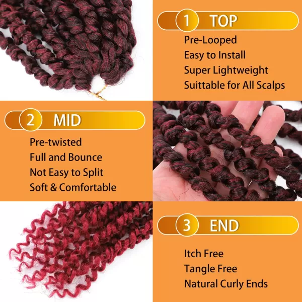 Passion Twist Hair - 8 Packs 14 Inch Pretwisted Passion Twist Crochet Hair For Women, Pre-Looped Passion Twists Braiding Synthetic Hair Extensions , T350)