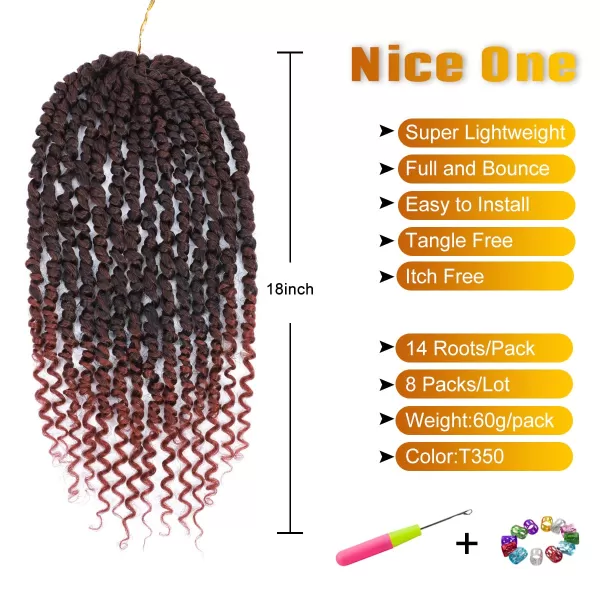 Passion Twist Hair - 8 Packs 14 Inch Pretwisted Passion Twist Crochet Hair For Women, Pre-Looped Passion Twists Braiding Synthetic Hair Extensions , T350)