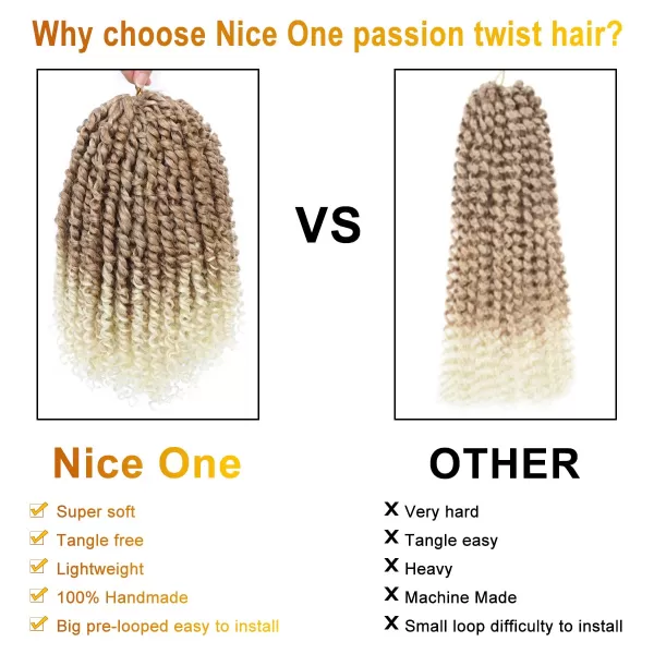 Passion Twist Hair - 8 Packs 14 Inch Pretwisted Passion Twist Crochet Hair For Women, Pre-Looped Passion Twists Braiding Synthetic Hair Extensions , T350)