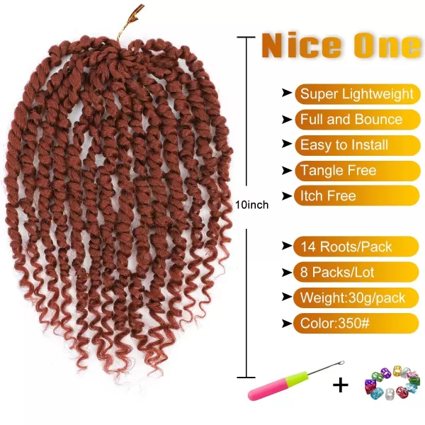 Passion Twist Hair - 8 Packs 14 Inch Pretwisted Passion Twist Crochet Hair For Women, Pre-Looped Passion Twists Braiding Synthetic Hair Extensions , T350)