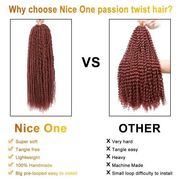 Passion Twist Hair - 8 Packs 14 Inch Pretwisted Passion Twist Crochet Hair For Women, Pre-Looped Passion Twists Braiding Synthetic Hair Extensions , T350)