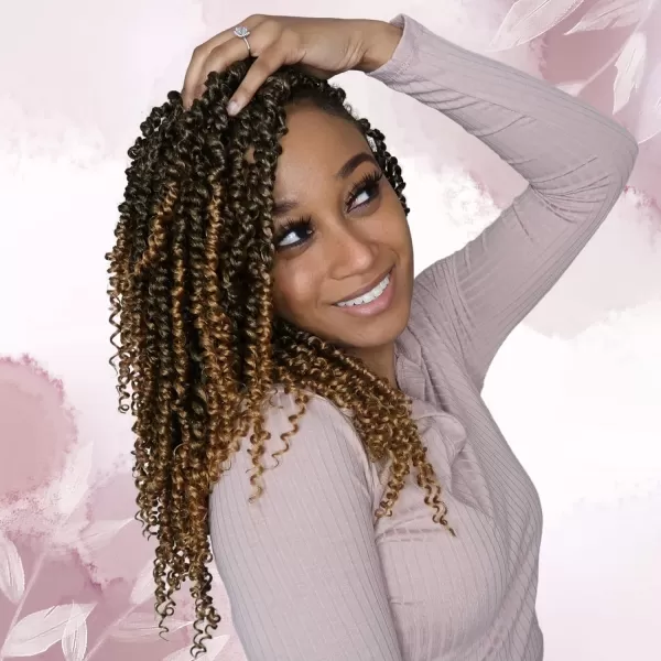 Passion Twist Hair - 8 Packs 14 Inch Pretwisted Passion Twist Crochet Hair For Women, Pre-Looped Passion Twists Braiding Synthetic Hair Extensions , T350)
