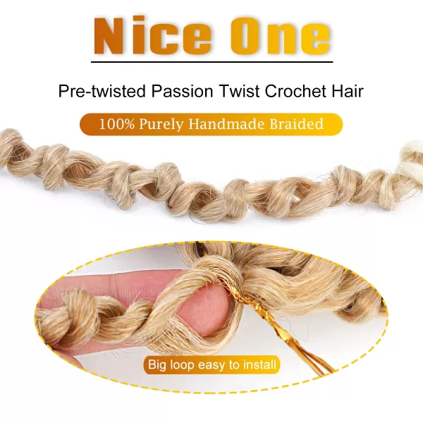 Passion Twist Hair - 8 Packs 14 Inch Pretwisted Passion Twist Crochet Hair For Women, Pre-Looped Passion Twists Braiding Synthetic Hair Extensions , T350)