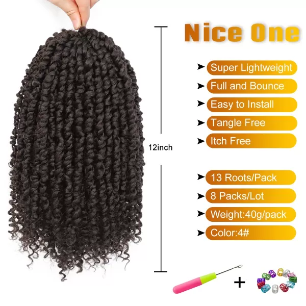 Passion Twist Hair - 8 Packs 14 Inch Pretwisted Passion Twist Crochet Hair For Women, Pre-Looped Passion Twists Braiding Synthetic Hair Extensions , T350)
