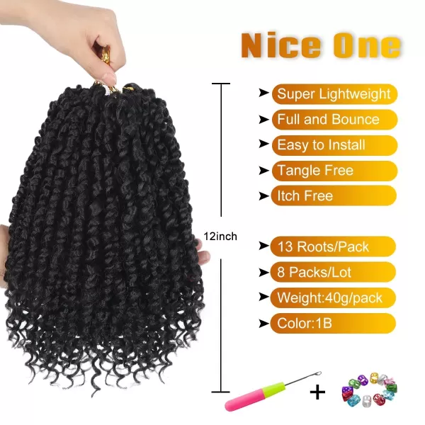 Passion Twist Hair - 8 Packs 14 Inch Pretwisted Passion Twist Crochet Hair For Women, Pre-Looped Passion Twists Braiding Synthetic Hair Extensions , T350)