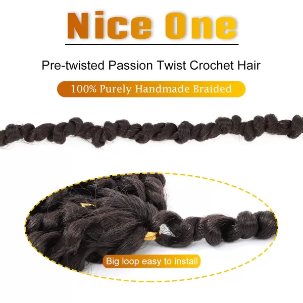 Passion Twist Hair - 8 Packs 14 Inch Pretwisted Passion Twist Crochet Hair For Women, Pre-Looped Passion Twists Braiding Synthetic Hair Extensions , T350)