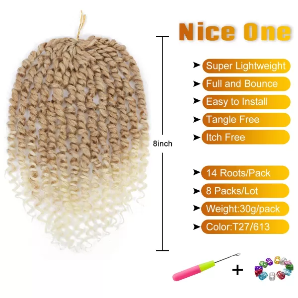 Passion Twist Hair - 8 Packs 14 Inch Pretwisted Passion Twist Crochet Hair For Women, Pre-Looped Passion Twists Braiding Synthetic Hair Extensions , T350)