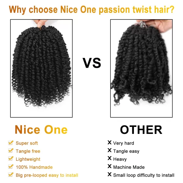 Passion Twist Hair - 8 Packs 14 Inch Pretwisted Passion Twist Crochet Hair For Women, Pre-Looped Passion Twists Braiding Synthetic Hair Extensions , T350)