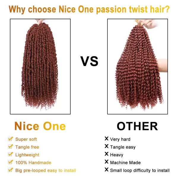 Passion Twist Hair - 8 Packs 14 Inch Pretwisted Passion Twist Crochet Hair For Women, Pre-Looped Passion Twists Braiding Synthetic Hair Extensions , T350)
