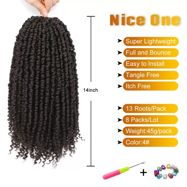 Passion Twist Hair - 8 Packs 14 Inch Pretwisted Passion Twist Crochet Hair For Women, Pre-Looped Passion Twists Braiding Synthetic Hair Extensions , T350)