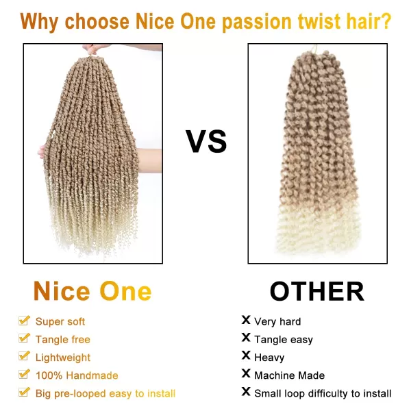 Passion Twist Hair - 8 Packs 14 Inch Pretwisted Passion Twist Crochet Hair For Women, Pre-Looped Passion Twists Braiding Synthetic Hair Extensions , T350)