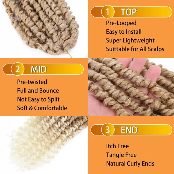Passion Twist Hair - 8 Packs 14 Inch Pretwisted Passion Twist Crochet Hair For Women, Pre-Looped Passion Twists Braiding Synthetic Hair Extensions , T350)
