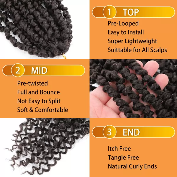 Passion Twist Hair - 8 Packs 14 Inch Pretwisted Passion Twist Crochet Hair For Women, Pre-Looped Passion Twists Braiding Synthetic Hair Extensions , T350)
