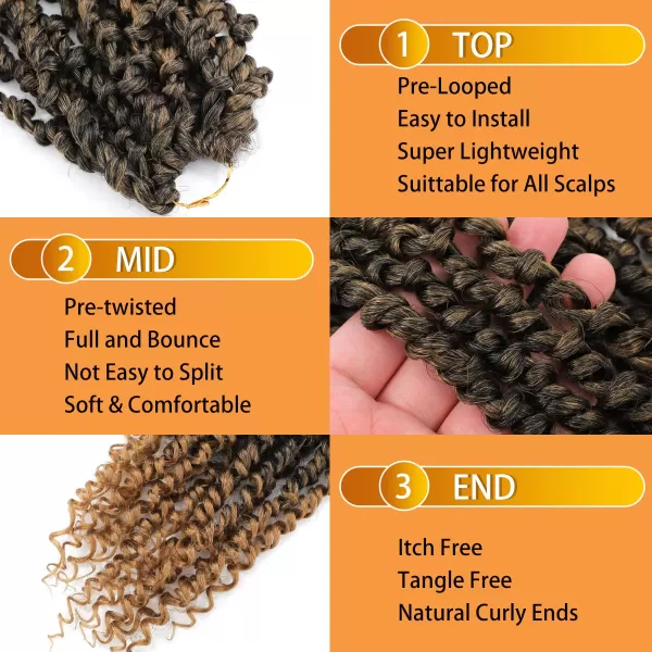 Passion Twist Hair - 8 Packs 14 Inch Pretwisted Passion Twist Crochet Hair For Women, Pre-Looped Passion Twists Braiding Synthetic Hair Extensions , T350)
