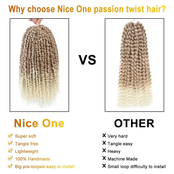 Passion Twist Hair - 8 Packs 14 Inch Pretwisted Passion Twist Crochet Hair For Women, Pre-Looped Passion Twists Braiding Synthetic Hair Extensions , T350)
