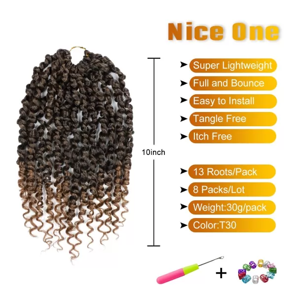 Passion Twist Hair - 8 Packs 14 Inch Pretwisted Passion Twist Crochet Hair For Women, Pre-Looped Passion Twists Braiding Synthetic Hair Extensions , T350)