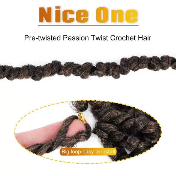 Passion Twist Hair - 8 Packs 14 Inch Pretwisted Passion Twist Crochet Hair For Women, Pre-Looped Passion Twists Braiding Synthetic Hair Extensions , T350)