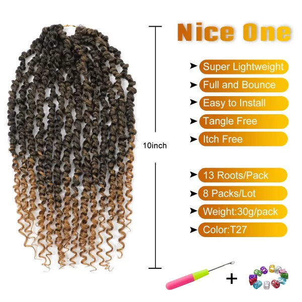 Passion Twist Hair - 8 Packs 14 Inch Pretwisted Passion Twist Crochet Hair For Women, Pre-Looped Passion Twists Braiding Synthetic Hair Extensions , T350)