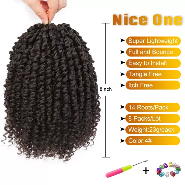 Passion Twist Hair - 8 Packs 14 Inch Pretwisted Passion Twist Crochet Hair For Women, Pre-Looped Passion Twists Braiding Synthetic Hair Extensions , T350)
