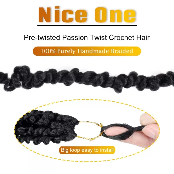 Passion Twist Hair - 8 Packs 14 Inch Pretwisted Passion Twist Crochet Hair For Women, Pre-Looped Passion Twists Braiding Synthetic Hair Extensions , T350)