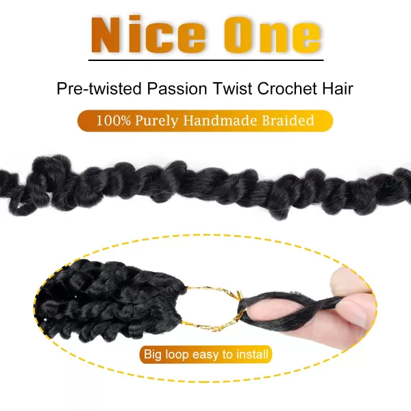 Passion Twist Hair - 8 Packs 14 Inch Pretwisted Passion Twist Crochet Hair For Women, Pre-Looped Passion Twists Braiding Synthetic Hair Extensions , T350)
