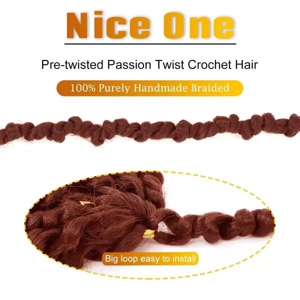 Passion Twist Hair - 8 Packs 14 Inch Pretwisted Passion Twist Crochet Hair For Women, Pre-Looped Passion Twists Braiding Synthetic Hair Extensions , T350)