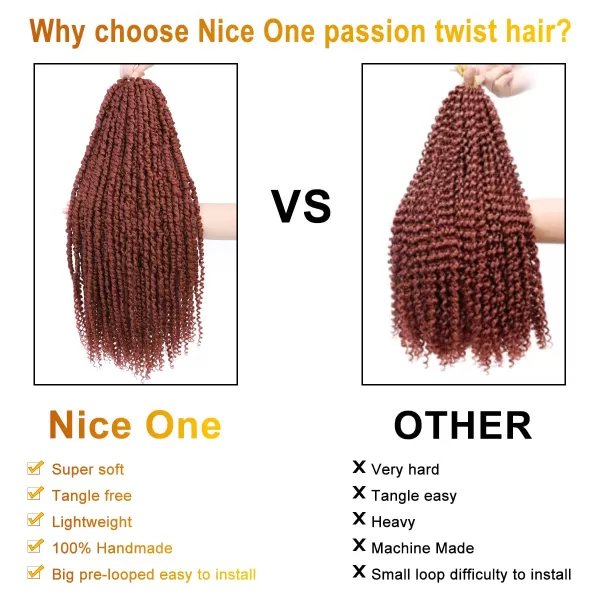 Passion Twist Hair - 8 Packs 14 Inch Pretwisted Passion Twist Crochet Hair For Women, Pre-Looped Passion Twists Braiding Synthetic Hair Extensions , T350)