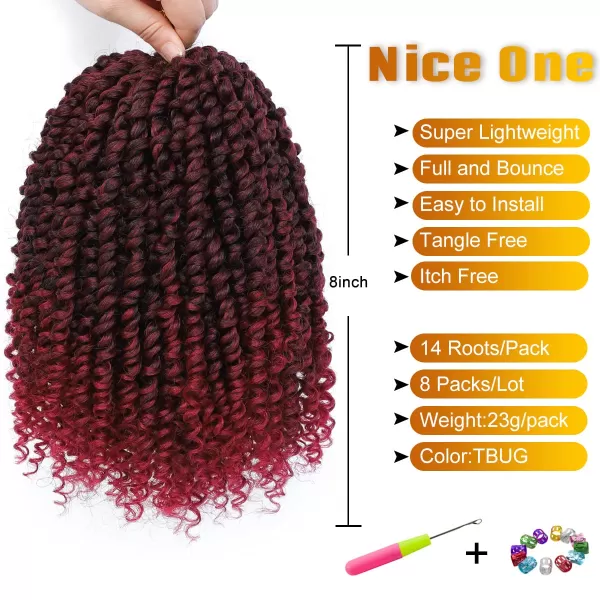 Passion Twist Hair - 8 Packs 14 Inch Pretwisted Passion Twist Crochet Hair For Women, Pre-Looped Passion Twists Braiding Synthetic Hair Extensions , T350)