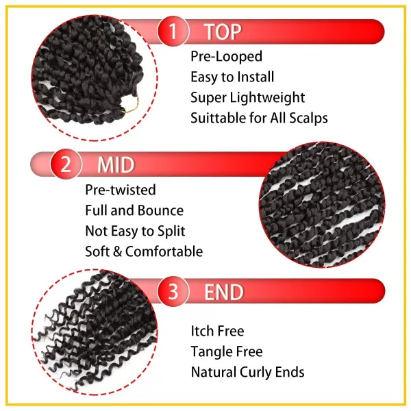 Passion Twist Hair - 8 Packs 14 Inch Pretwisted Passion Twist Crochet Hair For Women, Pre-Looped Passion Twists Braiding Synthetic Hair Extensions , T350)
