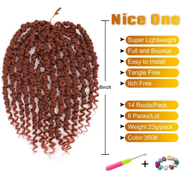 Passion Twist Hair - 8 Packs 14 Inch Pretwisted Passion Twist Crochet Hair For Women, Pre-Looped Passion Twists Braiding Synthetic Hair Extensions , T350)