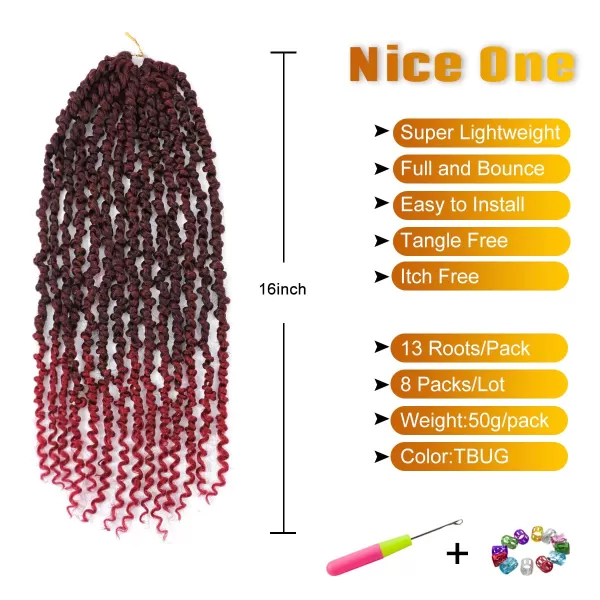 Passion Twist Hair - 8 Packs 14 Inch Pretwisted Passion Twist Crochet Hair For Women, Pre-Looped Passion Twists Braiding Synthetic Hair Extensions , T350)