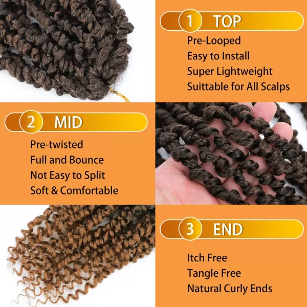 Passion Twist Hair - 8 Packs 14 Inch Pretwisted Passion Twist Crochet Hair For Women, Pre-Looped Passion Twists Braiding Synthetic Hair Extensions , T350)