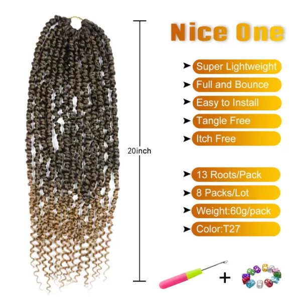 Passion Twist Hair - 8 Packs 14 Inch Pretwisted Passion Twist Crochet Hair For Women, Pre-Looped Passion Twists Braiding Synthetic Hair Extensions , T350)