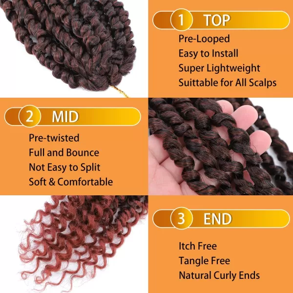 Passion Twist Hair - 8 Packs 14 Inch Pretwisted Passion Twist Crochet Hair For Women, Pre-Looped Passion Twists Braiding Synthetic Hair Extensions , T350)