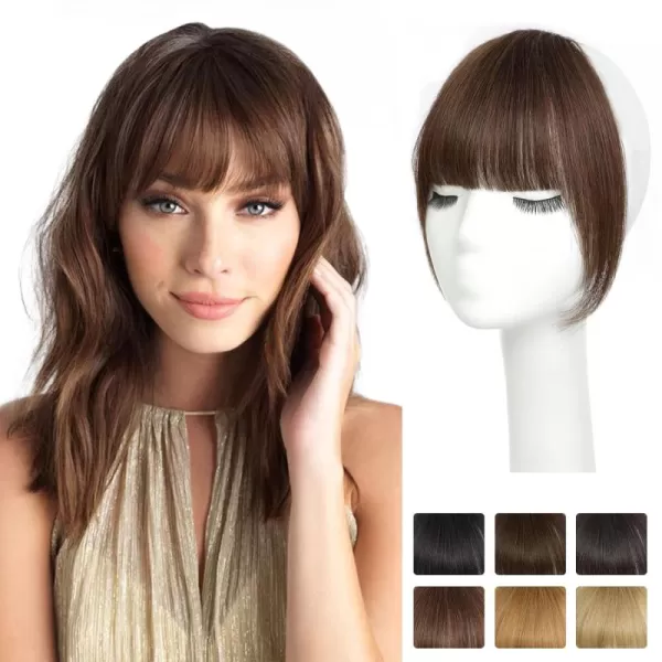 NAYOO Bangs Hair Clip in Bangs 100% Real Human Hair Extensions French Bangs Clip on Hair Bangs for Women Fringe with Temples Hairpieces Curved Bangs for Daily Wear